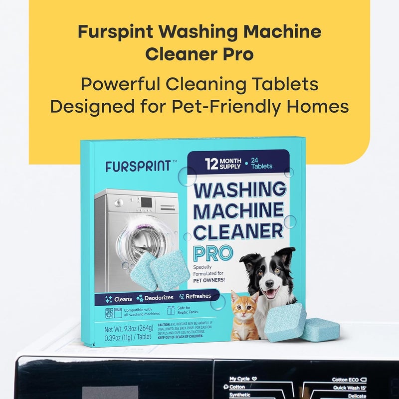 Fursprint Washing Machine Cleaner Tablets - 24 Pack for a 12 Month Supply. Formulated for Pet Owners. Compatible with HE, Top & Front Load. Easily Removes Residue, Grime. Value Brand by Uproot Clean - Image 2